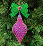 7" Peacock FInial and Teardrop Glitter & Jewel Ornament T2888