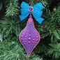 7" Peacock FInial and Teardrop Glitter & Jewel Ornament T2888