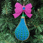 7" Peacock FInial and Teardrop Glitter & Jewel Ornament T2888