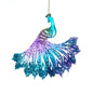 6" Acrylic Blue, Green & Purple Peacock Glitter Ornament T3110