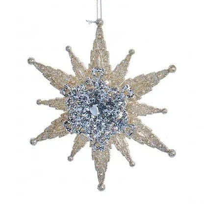 7" Gold & Silver Platinum Snowflake Ornament T3360