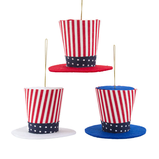 3.5" Red, White & Blue Stars & Stripes Hat Ornaments T4043