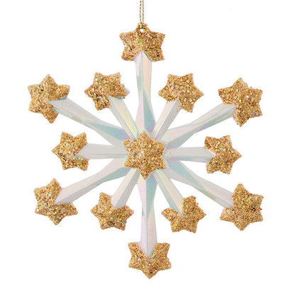 5" Red, White & Blue With Gold Glitter Fireworks Snowflake Ornaments T4098