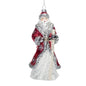 8" Glass Red & Silver Santa w/Glitter & Jewels Ornament TC03776