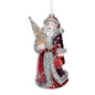 8" Glass Red & Silver Santa w/Glitter & Jewels Ornament TC03776