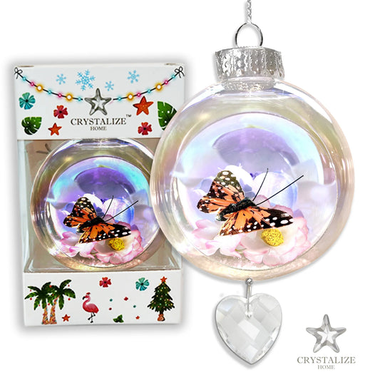 Butterfly Monarch Plastic Ornament with Magnetic Crystal 3"x7" AF335