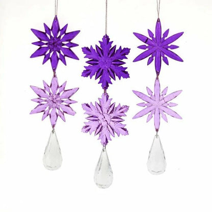 Purple Acrylic Snowflakes 3 Piece Dangling Ornament D3733