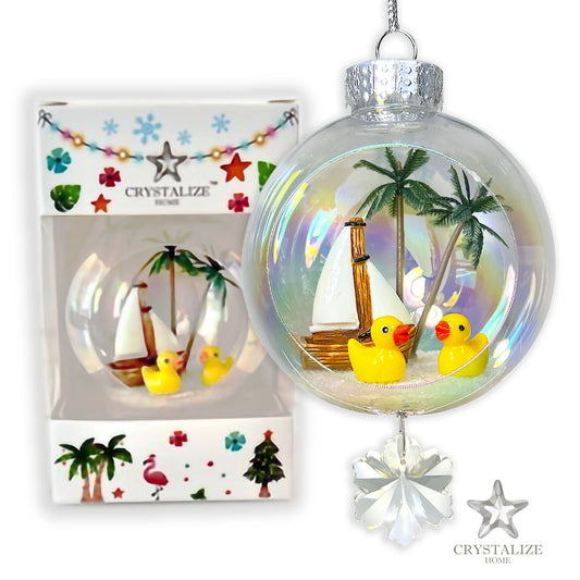 Duckies Plastic Ornament with Magnetic Crystal 3"x7" AF378