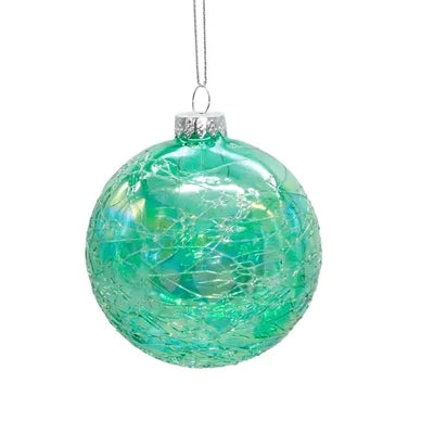 3.5"-5" Green Glass Iridescent Design Ornament GG1018