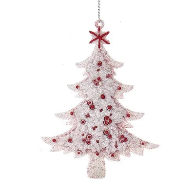 5.5" Red & White Glitter Christmas Tree Ornaments J5070