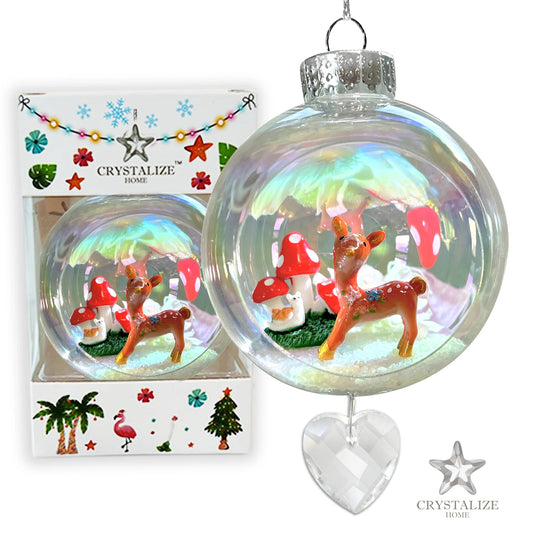 Reindeer Mushroom Plastic Ornament with Magnetic Crystal 3"x7" AF327