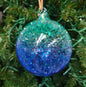 4" Hand Blown Iridescent Ball w/ Glitter Flakes Ornaments EL0684