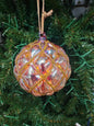 4" Iridescent Glass Diamond Design Ball w/ Gold Outline Ornaments EL0768