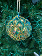 4" Iridescent Glass Diamond Design Ball w/ Gold Outline Ornaments EL0768