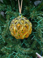 4" Iridescent Glass Diamond Design Ball w/ Gold Outline Ornaments EL0768