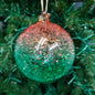 4" Hand Blown Iridescent Ball w/ Glitter Flakes Ornaments EL0684