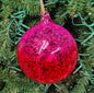 4" Hand Blown Iridescent Ball w/ Glitter Flakes Ornaments EL0684