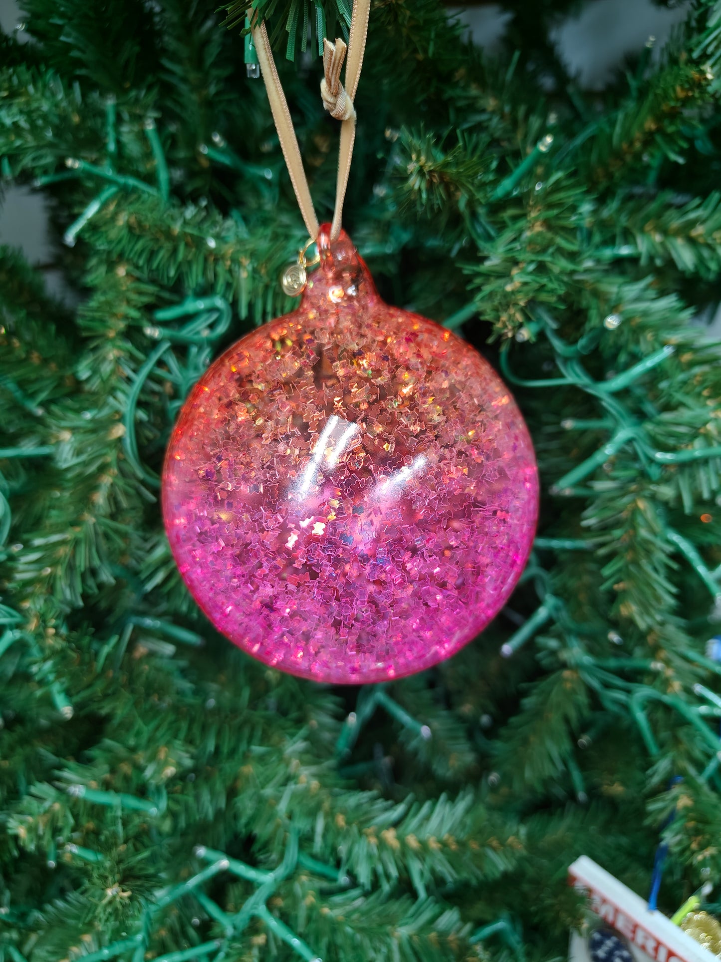 4" Hand Blown Iridescent Ball w/ Glitter Flakes Ornaments EL0684