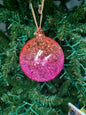 4" Hand Blown Iridescent Ball w/ Glitter Flakes Ornaments EL0684