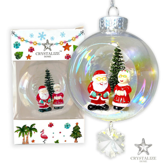 Santa Mrs. Claus Plastic Ornament with Magnetic Crystal 3"x7" AF363