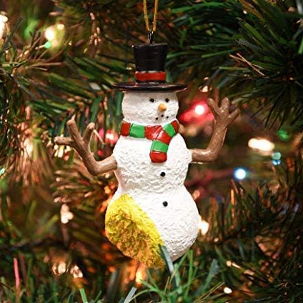Funny Pee on Snowman Christmas Ornament 6274