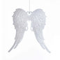 6" White & Silver Glitter Angel Wings Acrylic Ornaments T2098