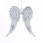 6" White & Silver Glitter Angel Wings Acrylic Ornaments T2098
