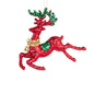 Red & Green Glitter Reindeer w/Bell Ornaments T3224