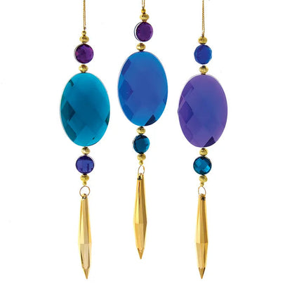 Peacock Jeweled Oval With Dangle Ornaments T3229