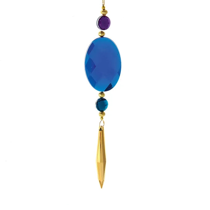 Peacock Jeweled Oval With Dangle Ornaments T3229