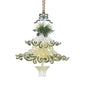 6" Ivory, Clear and Green Christmas Tree w/Pinecone Ornaments T3254