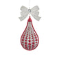 6" Red & Silver Finial & Teardrop w/ Jewel & Glitter Ornament T3262