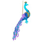 6" Acrylic Iridescent Purple & Blue Peacock with Glitter Ornaments T3462