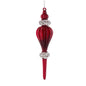 7" Red & Silver With Silver Glitter Finial Ornaments T3598