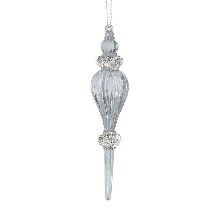 7" Red & Silver With Silver Glitter Finial Ornaments T3598