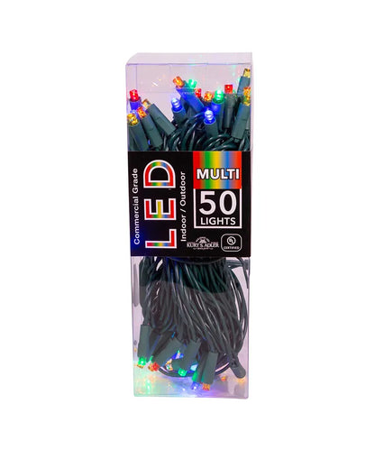 50-Count Multi 5MM LED Christmas Lights, 25 ft Green Wire UL4100MU