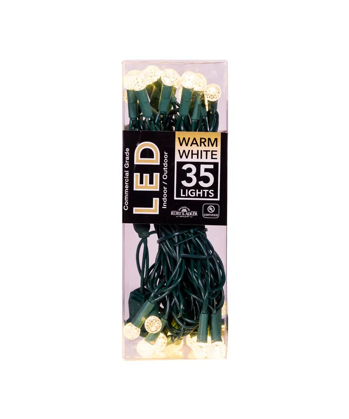 35-Count Warm White G12 LED Christmas Lights, 17 ft Green Wire UL4121WW