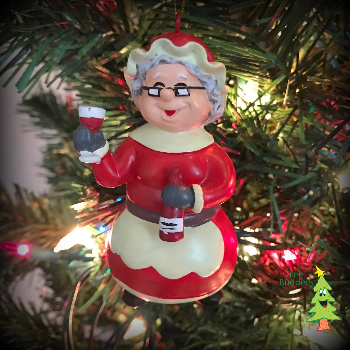 Wine Mrs. Claus Christmas Ornament